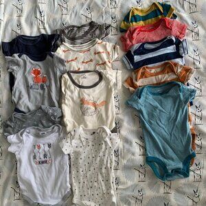 Baby boy short sleeve bodysuit bundle 0-3 months 13 pieces